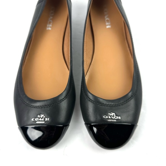 Coach Chelsea Ballet Flats 9.5 Black Soft Leather Cap Toe Slip On Shoes Womens - Picture 4 of 13